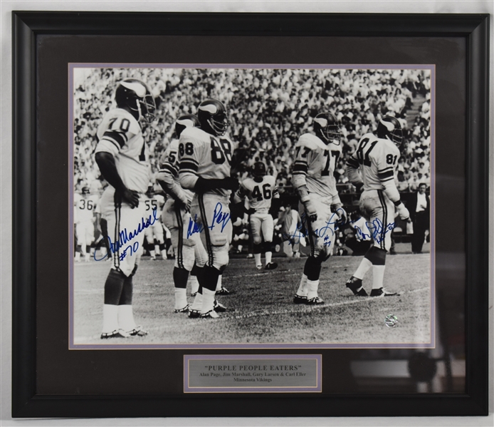 Minnesota Vikings Purple People Eaters Autographed & Framed 16x20 Photo