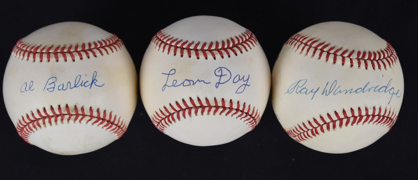 Ray Dandridge Al Barlick & Leon Day Autographed Baseballs