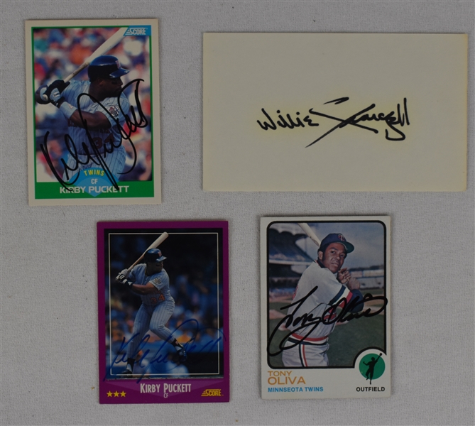 Collection of 4 Autographed Baseball Items w/Kirby Puckett