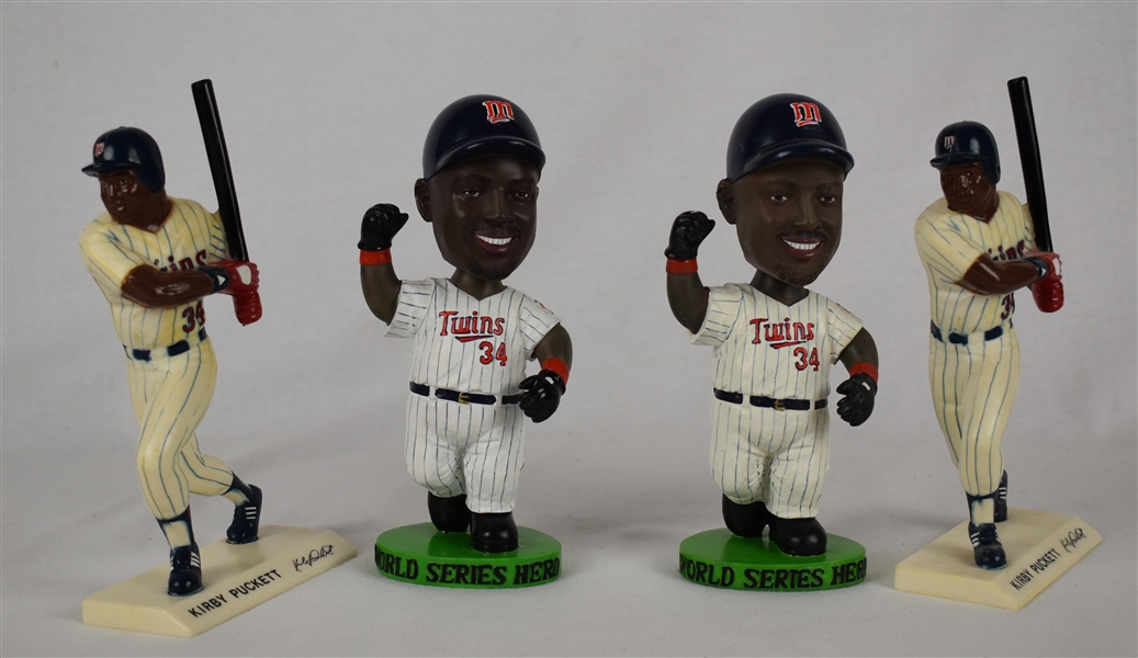 Kirby Puckett Collection of 4 Bobbleheads & Figurines