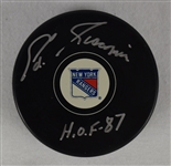 Eddie Giacomin Autographed & Inscribed HOF '87 New York Rangers Hockey Puck