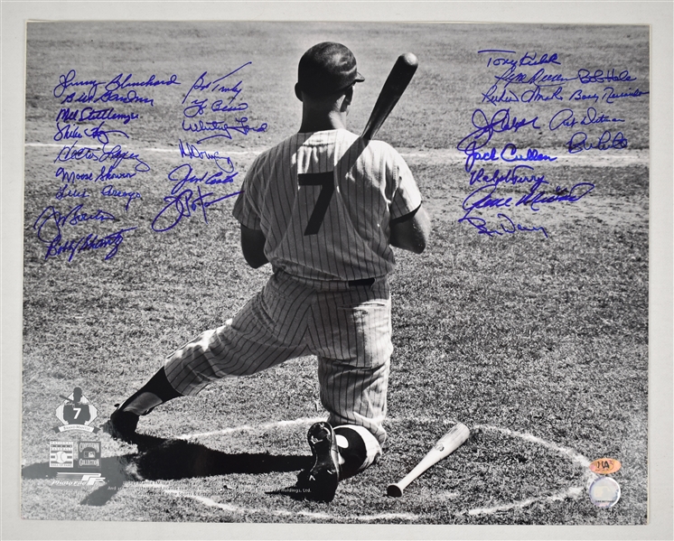 Mickey Mantle 16x20 Photo Autographed by Yankees w/14 Signatures Inc Berra & Ford
