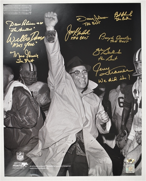 Vince Lombardi Super Bowl I & II Championship Team Autographed & Inscribed 16x20 Photo w/9 Signatures