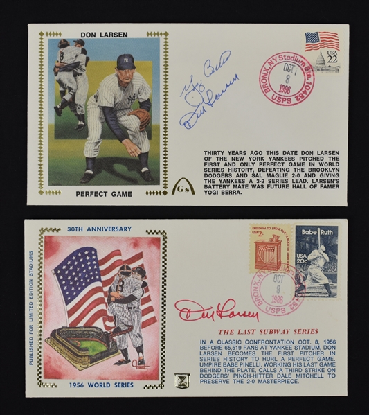 Yogi Berra & Don Larsen 1956 World Series Perfect Game Autographed First Day Covers 