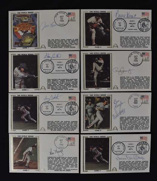 Collection of 8 Autographed 1986 World Series First Day Covers 