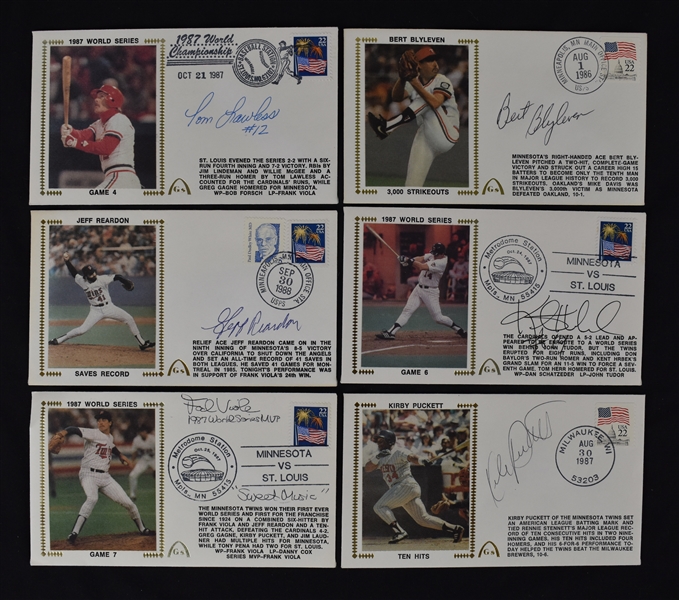 Collection of 6 Autographed 1987 World Series First Day Covers w/Kirby Puckett