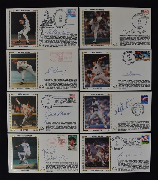Collection of 8 Pitching Mastery Autographed First Day Covers 