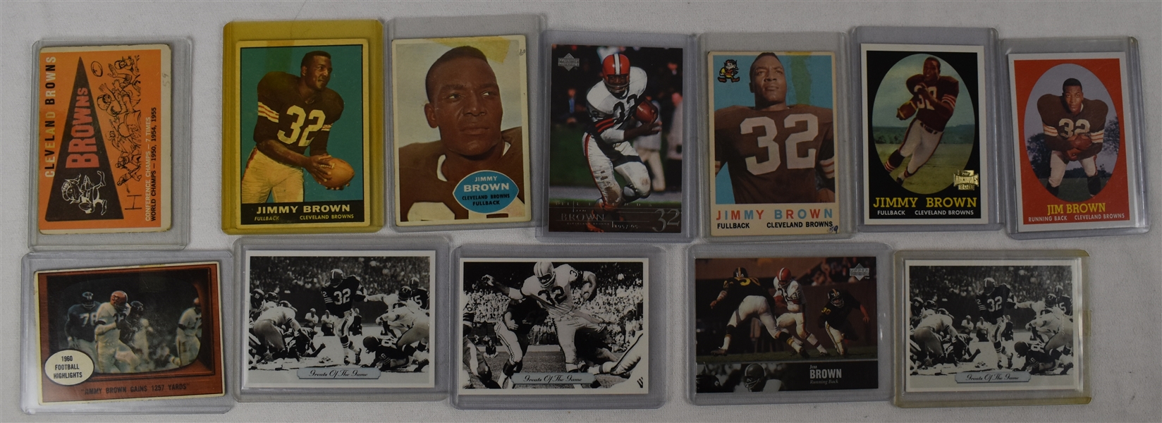 Jim Brown Collection of 12 Football Cards w/5 Vintage