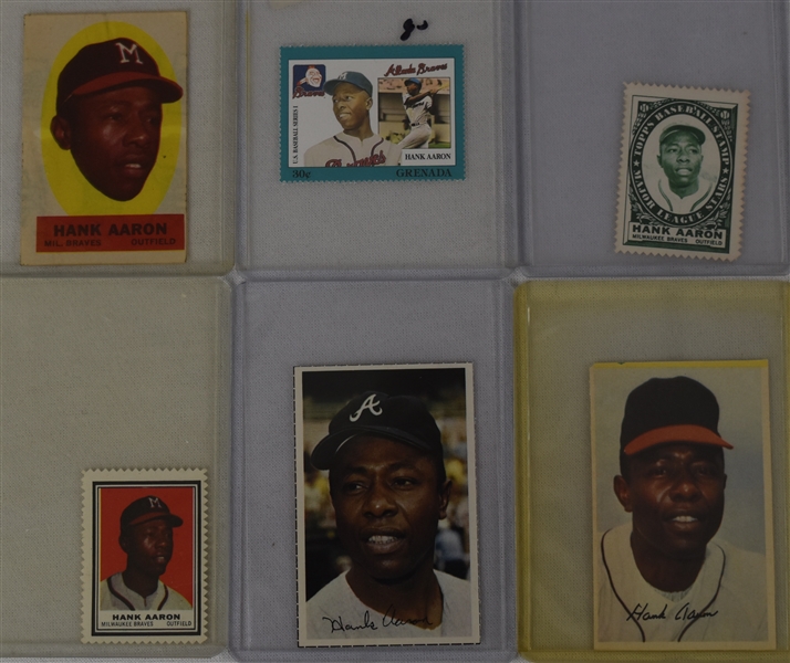 Hank Aaron Collection of 6 Stamp Cards