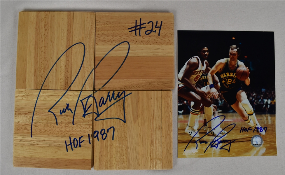 Rick Barry Autographed Floor & Photo