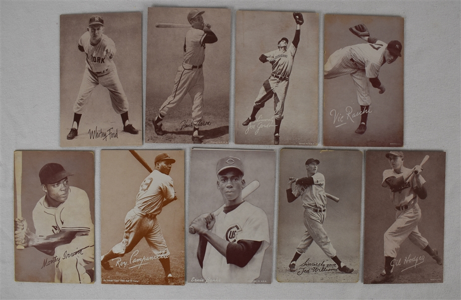 Vintage Collection of 9 Exhibit Cards w/Ted Williams Hank Aaron & Ernie Banks