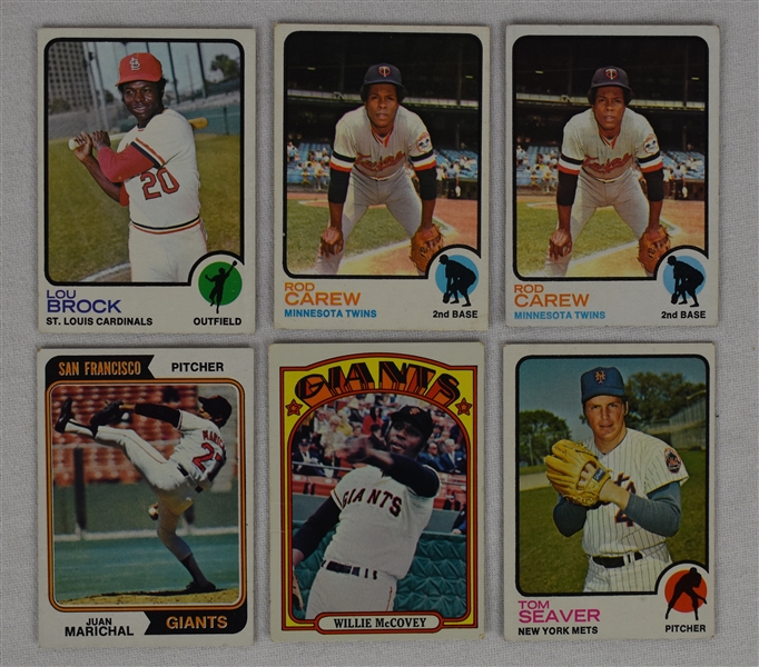 Vintage Lot of 6 Topps 1970s Baseball Cards w/Tom Seaver & Rod Carew