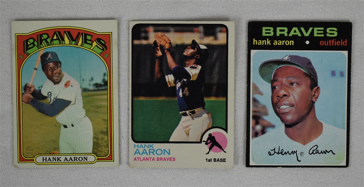 Hank Aaron Lot 3 Vintage Topps Baseball Cards 