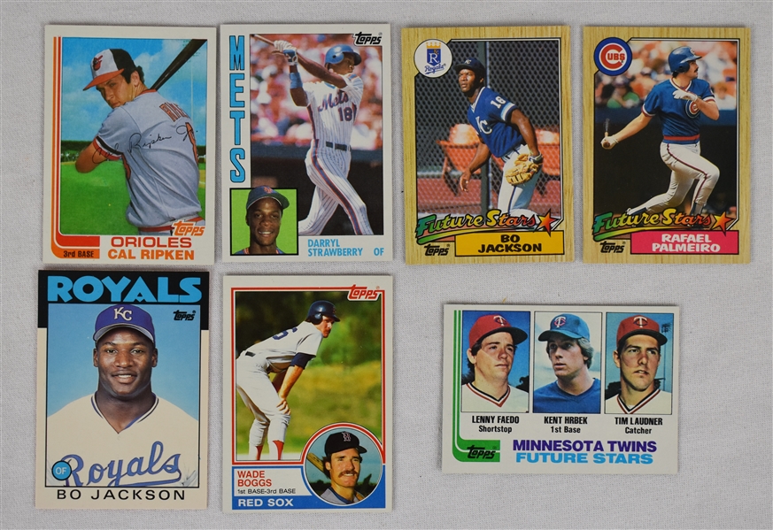 Collection of 7 Vintage 1980s Topps Baseball Cards w/Cal Ripken 1982 RC