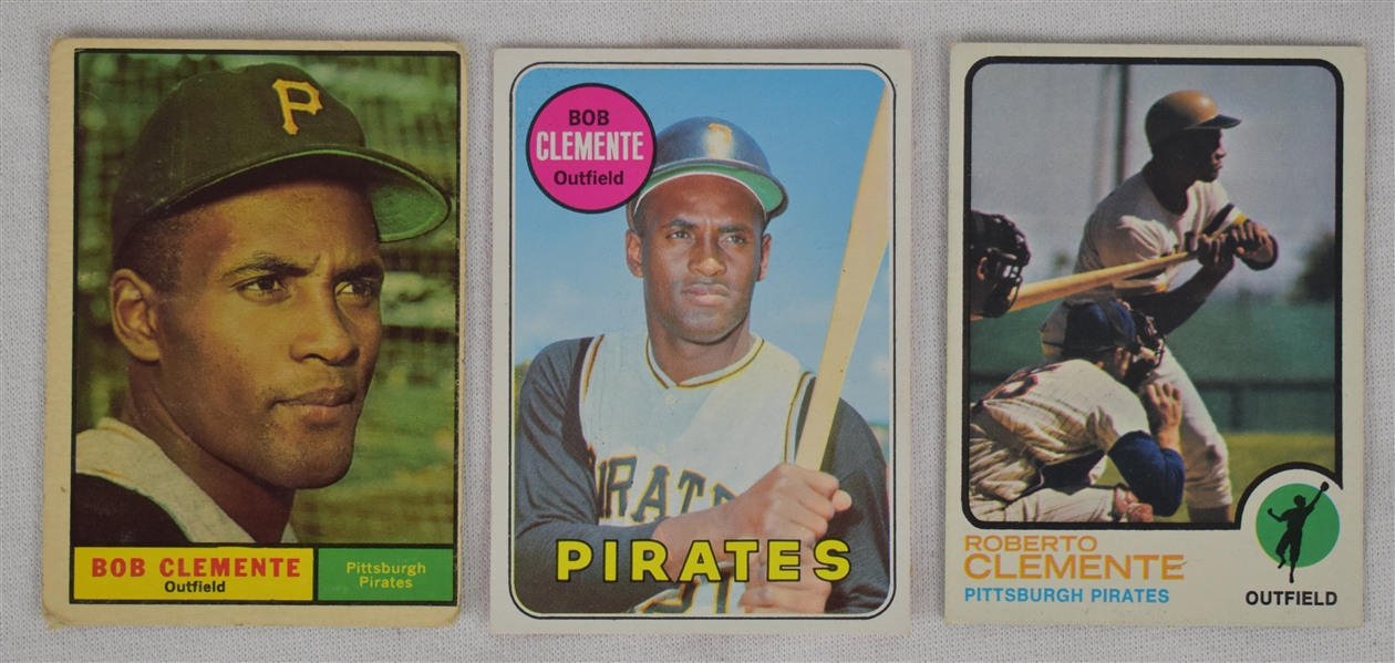 Roberto Clemente Lot 3 Vintage Topps Baseball Cards 