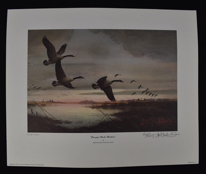 Bud Grant Autographed Limited Edition Lithograph
