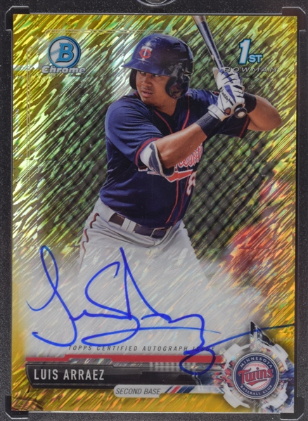 Luis Arraez Autographed 2017 Gold Wave Refractor Rookie Card #4/50