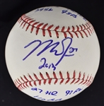 Mike Trout Autographed & Inscribed 2013 Stat Baseball MLB