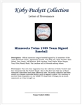 Minnesota Twins 1989 Team Signed Baseball w/Puckett Family Provenance