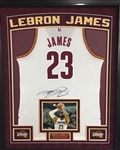 Lebron James Autographed & Custom Framed Cleveland Cavaliers Game Jersey UDA
