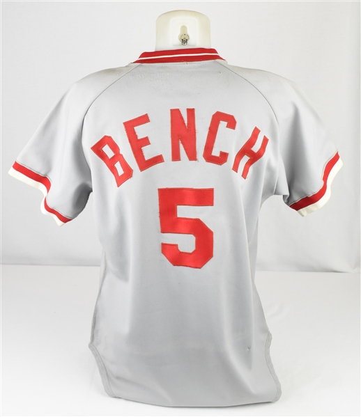 Johnny Bench 1979 Cincinnati Reds Game Used & Autographed Jersey w/Dave Miedema LOA