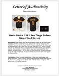 Ozzie Smith 1981 San Diego Padres Gamed Used Jersey *Photomatched by Sports Investors Authentication*
