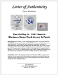 Ken Griffey Jr 1991 Seattle Mariners Game Used Full Uniform w/Dave Miedema LOA