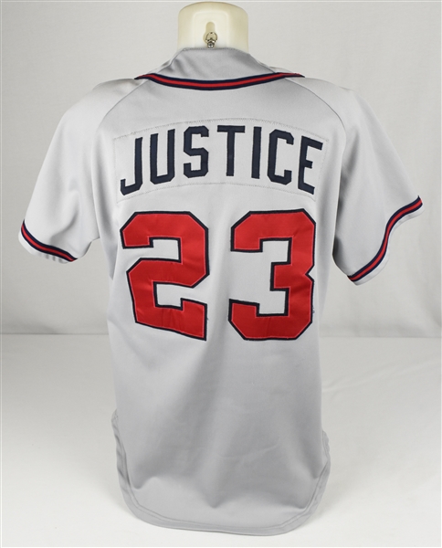 David Justice 1990 Atlanta Braves "Rookie of the Year" Game Used Jersey w/Dave Miedema LOA