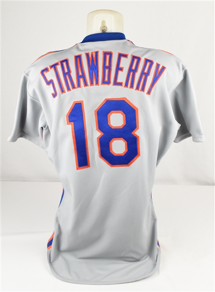 Daryl Strawberry 1987 New York Mets Game Issued & Autographed Playoff Jersey w/Dave Miedema LOA