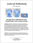 George Brett 1990 Kansas City Royals Game Used Full Uniform w/Dave Miedema LOA