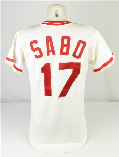 Chris Sabo c. 1986-88 Cincinnati Reds Game Used Jersey w/Dave Miedema LOA
