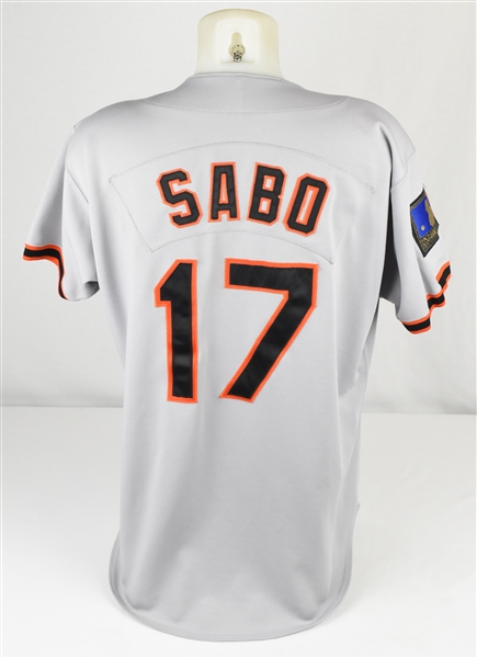 Chris Sabo 1994 Baltimore Orioles Game Used Jersey w/Dave Miedema LOA