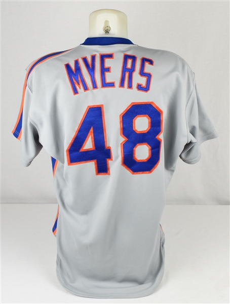 Randy Myers 1987 New York Mets Game Issued Playoff Jersey w/Dave Miedema LOA