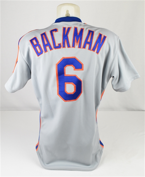 Wally Backman 1987 New York Mets Game Used Playoff Jersey w/Dave Miedema LOA