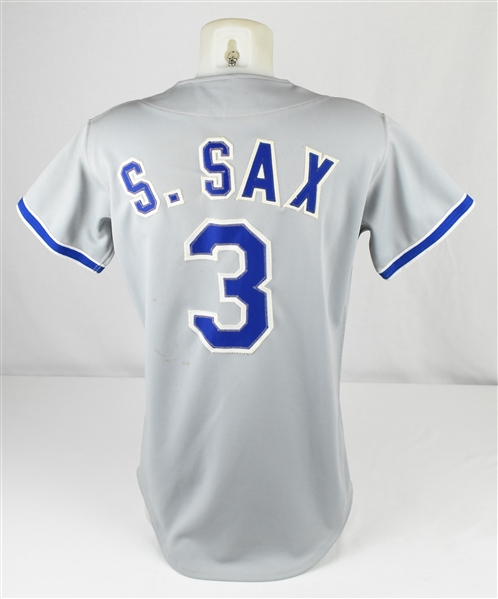 Steve Sax 1982 Los Angeles Dodgers Game Used Rookie of the Year Jersey w/Dave Miedema LOA