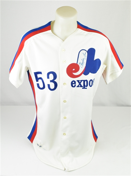 Charlie Lea 1985 Montreal Expos Game Issued & Autographed Jersey w/Dave Miedema LOA