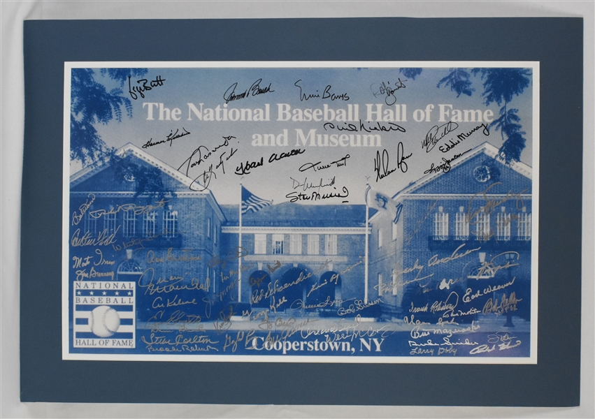MLB Hall of Fame Autographed Poster w/61 Signatures Including Willie Mays Hank Aaron & Kirby Puckett 