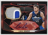Luka Doncic 2018-19 Panini Obsidian Rookie Jersey Autographs Electric Etch Red Rookie Card #11 BGS 9 Mint #1/5