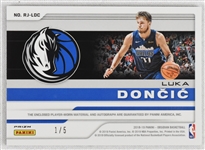 Luka Doncic 2018-19 Panini Obsidian Rookie Jersey Autographs Electric Etch Red Rookie Card #11 BGS 9 Mint #1/5