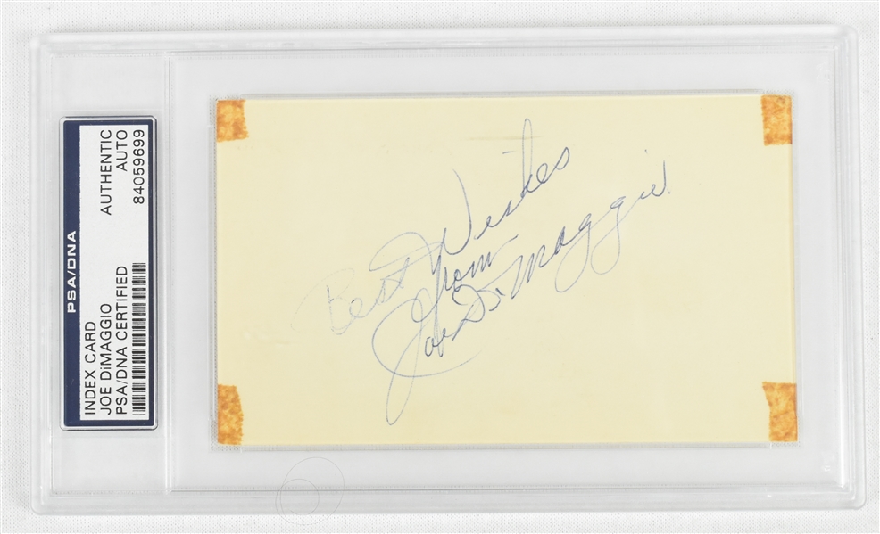 Joe DiMaggio Autographed Index Card PSA/DNA