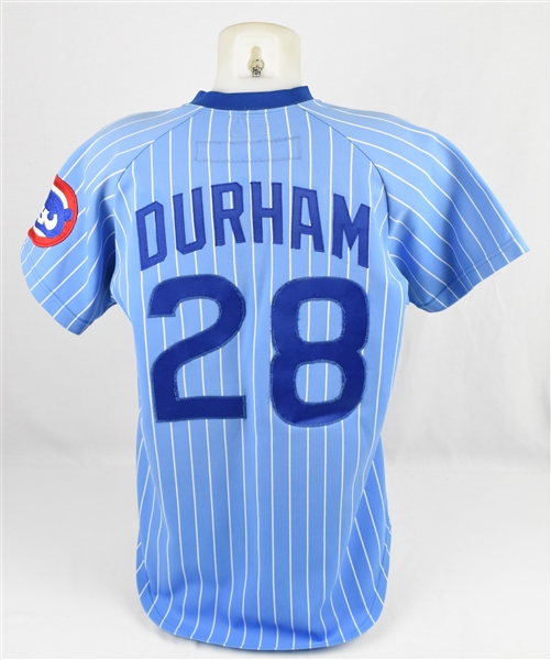 Leon "Bull" Durham 1981 Chicago Cubs Game Used ST Jersey w/Dave Miedema LOA