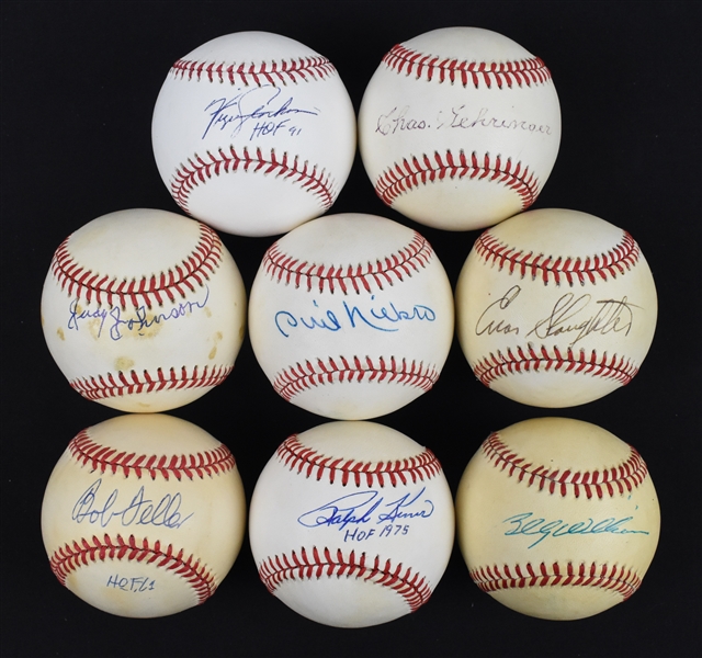 Collection of 8 Autographed HOF Baseballs