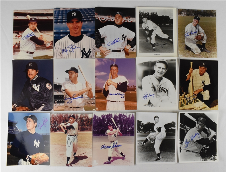 Collection of 15 Autographed New York Yankees Photos 