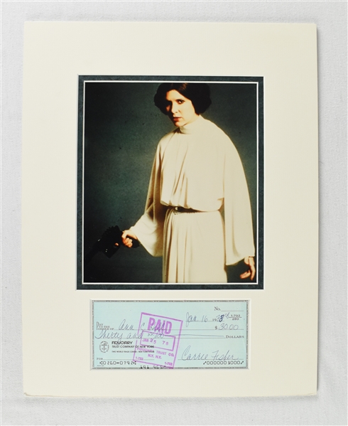 Carrie Fisher 1978 Signed Check Display