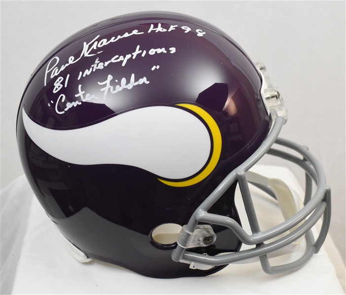 Paul Krause Autographed Minnesota Vikings Full Size Replica Throwback Helmet