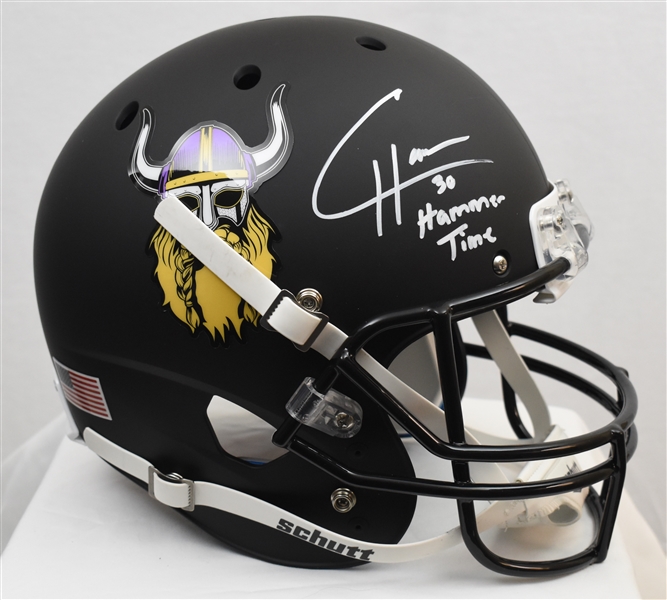 C.J. Ham Autographed & Inscribed Minnesota Vikings Full Size Replica Helmet