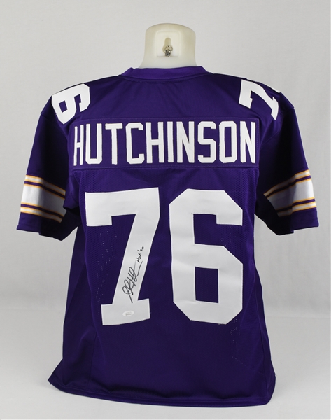 Steve Hutchinson Autographed & Inscribed HOF 20 Minnesota Vikings Home Jersey