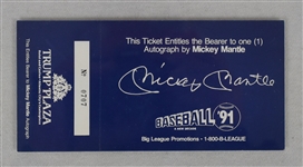 Vintage 1991 Mickey Mantle Trump Plaza Ticket For Autograph