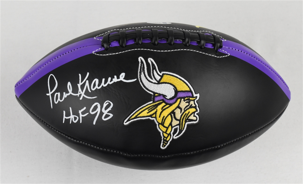 Paul Krause Autographed Minnesota Vikings Black Custom Football