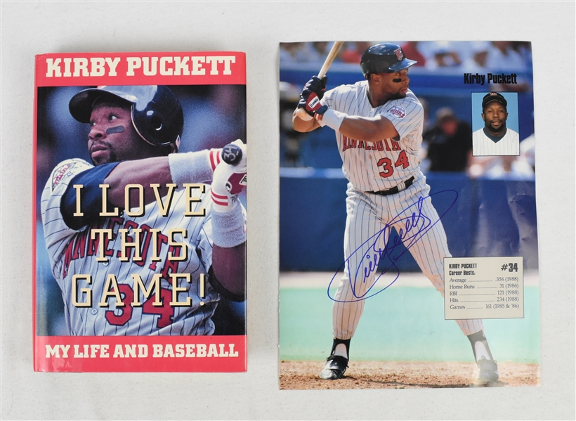 Kirby Puckett Autographed Book & Photo